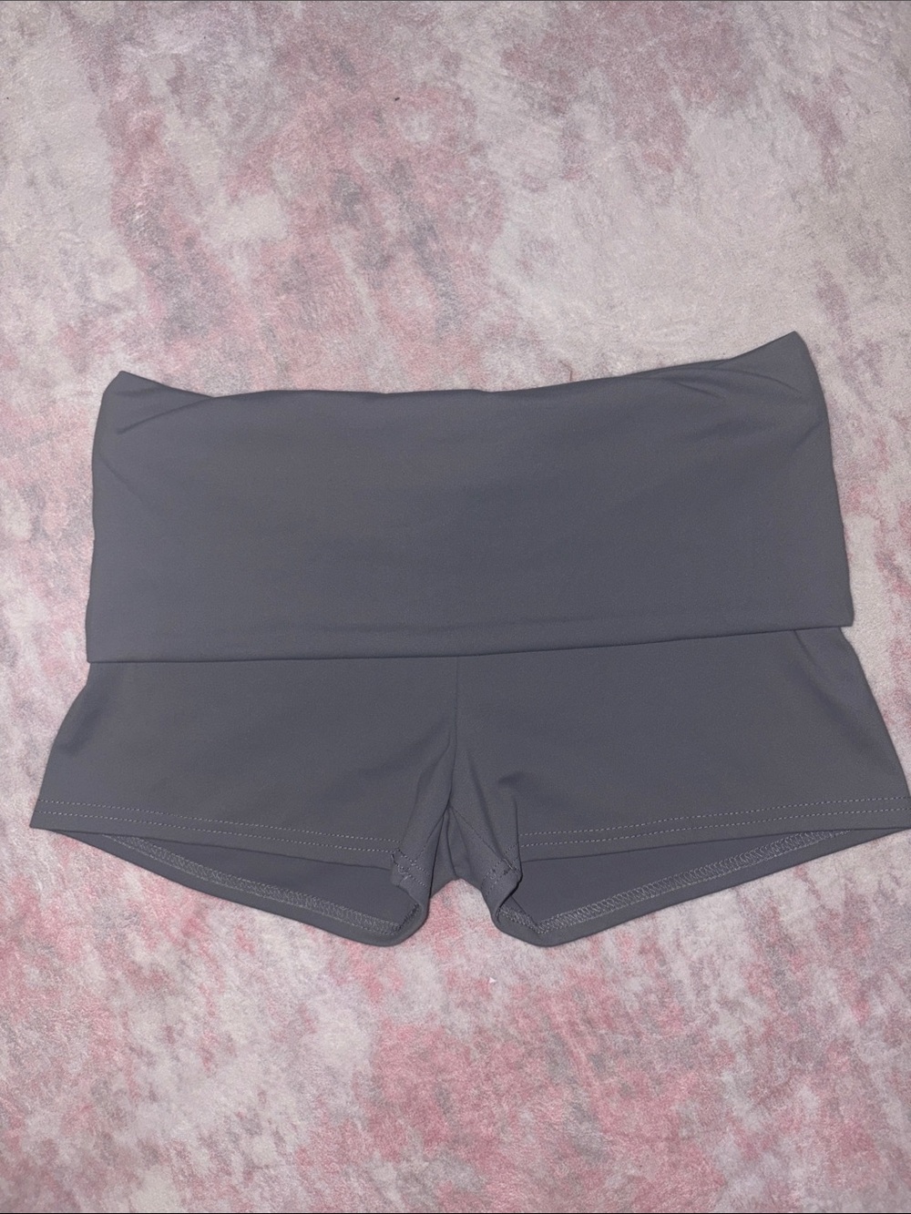 No Boundaries Fold-Over Waist Bike Shorts - Gray
